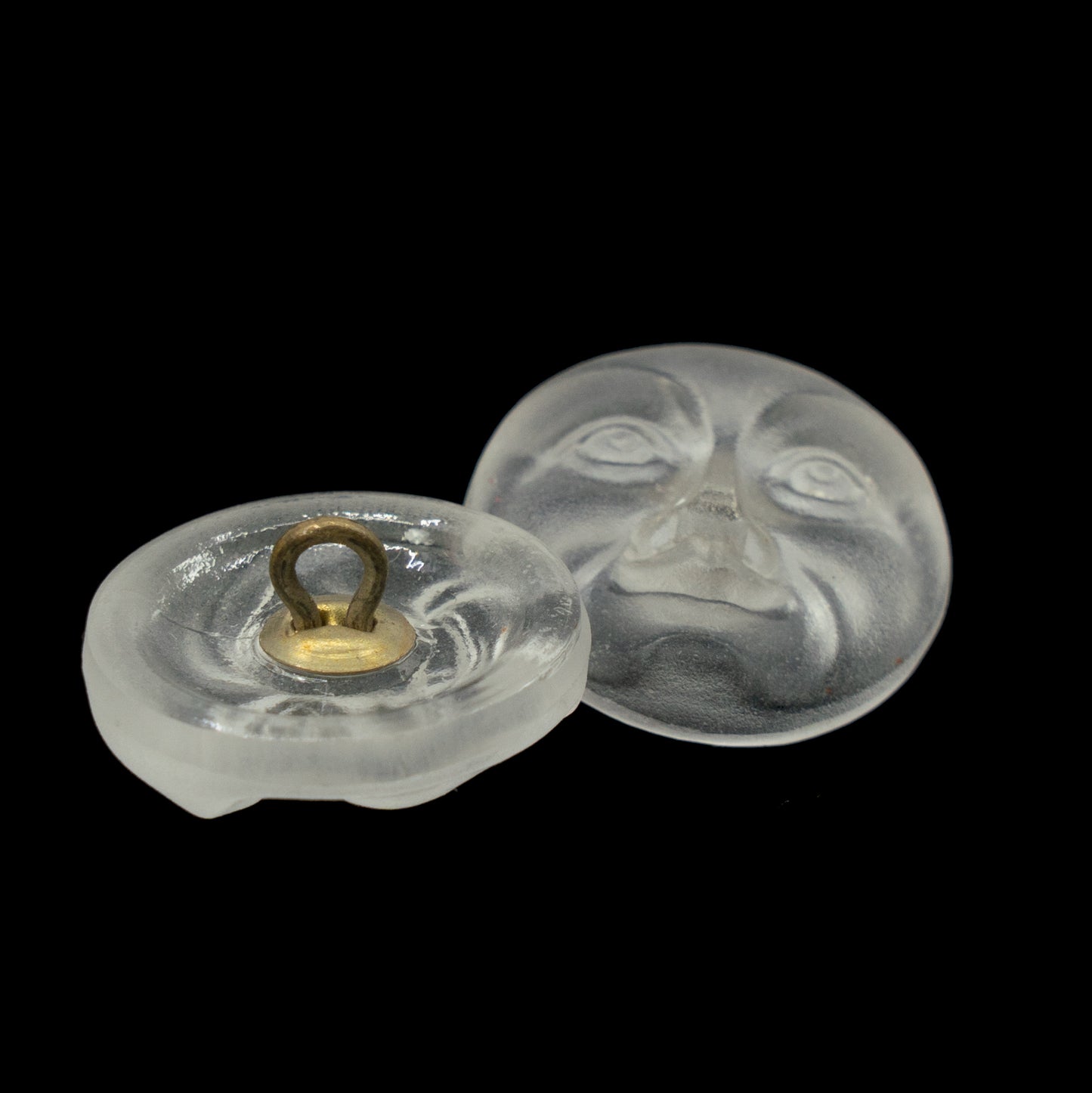 2 件带脸（月面）的玻璃纽扣，尺寸 8（18 毫米），捷克共和国