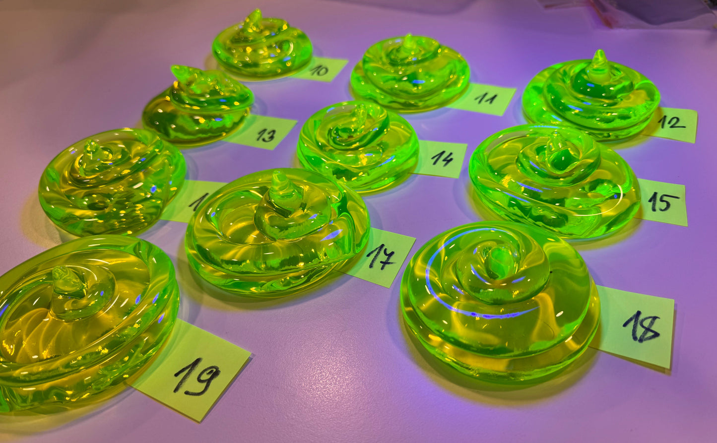 Uranium Glass Poop – Handmade UV-Reactive Art Figurines, Czech Republic