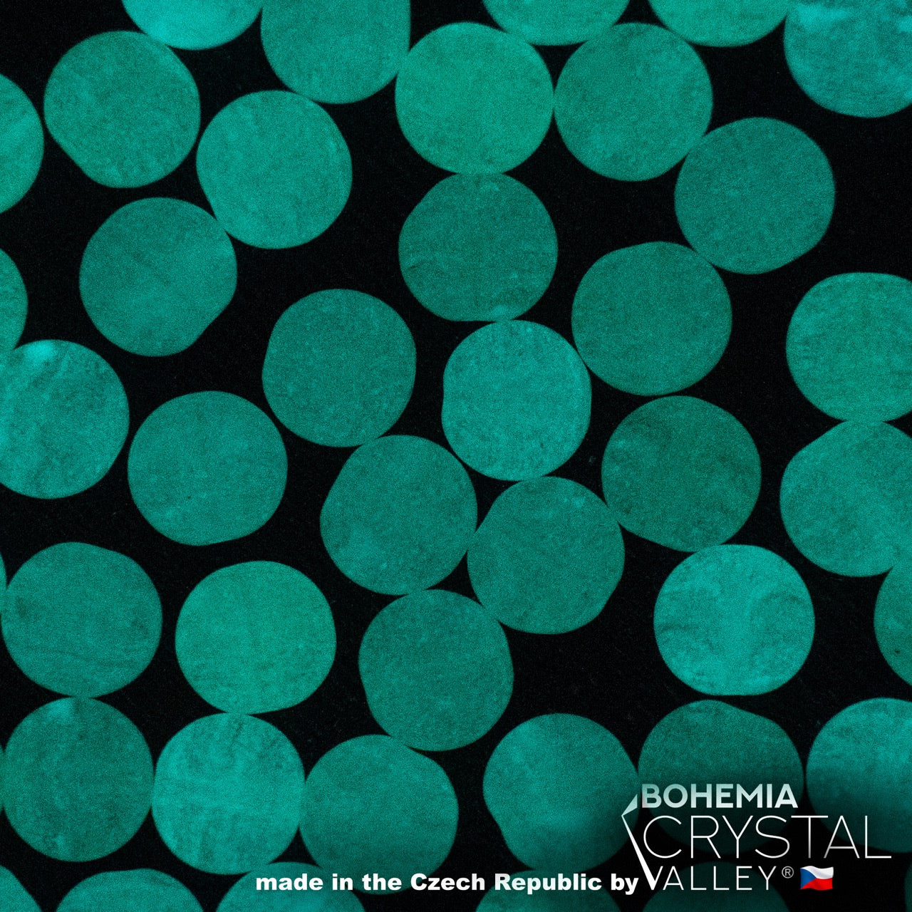 Flat Round Coin 1-hole glass beads, 8mm, Czech Republic, Dirty Bright Green - Glow in the Dark Bright Blue