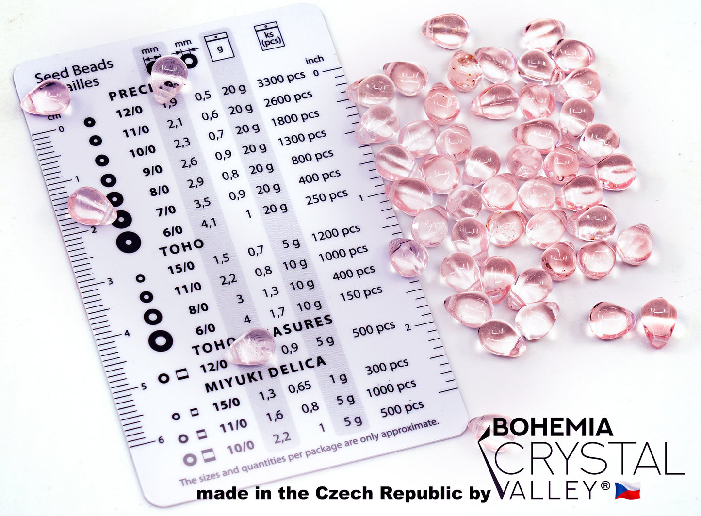 泪珠梨形捷克玻璃珠，6x9 毫米，浅粉色 Rosaline