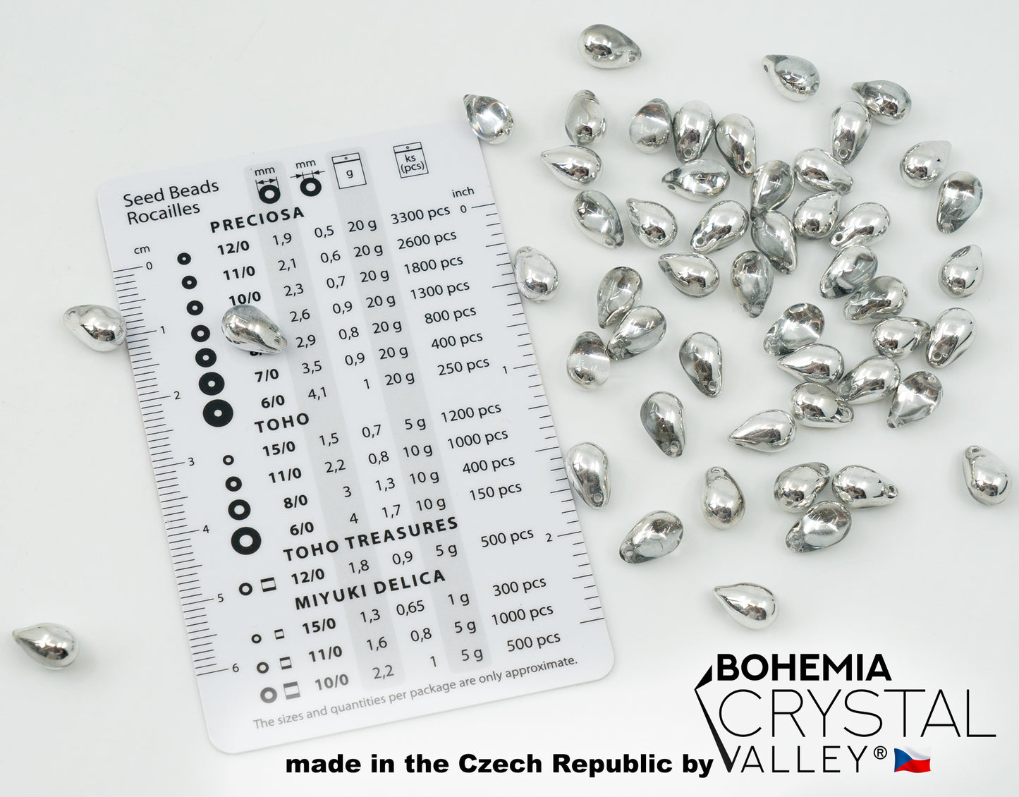 Tropfenförmige birnenförmige tschechische Glasperlen, 6 x 9 mm, halbbeschichtet in Crystal Silver Labrador