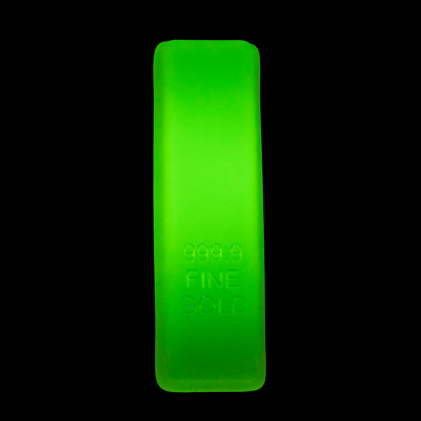 Uranium Glass Gold Bar Statuette – Handmade UV-Reactive Art Figurines, Czech Republic