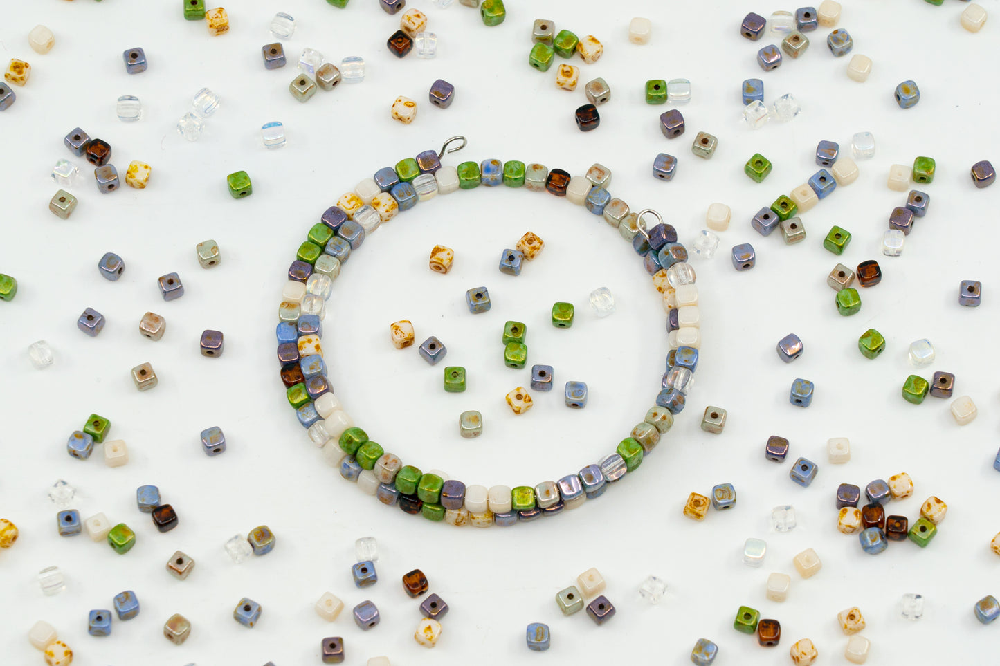 Mix of Small Cube Beads 4mm, Glass, Czech Republic