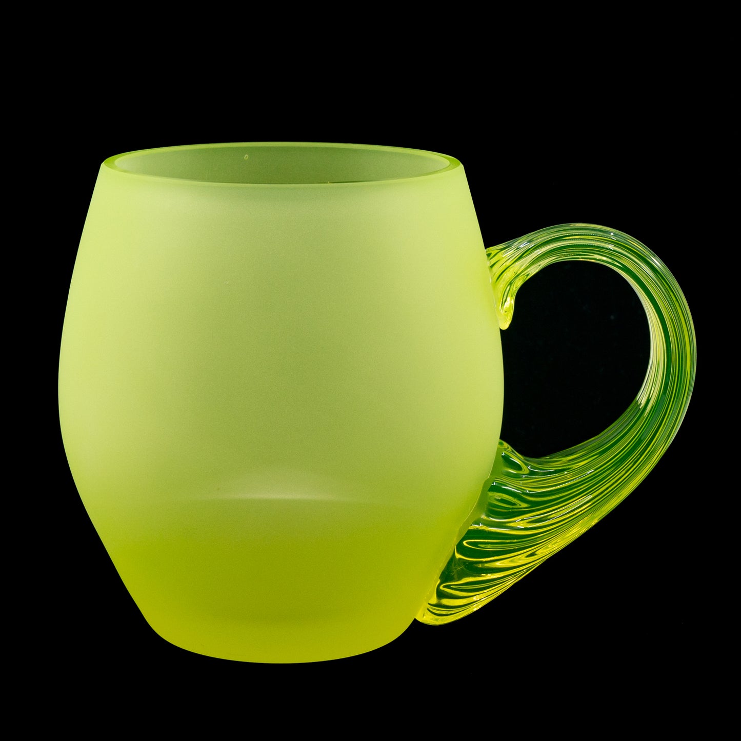 Uranium Glass Tableware (Glow under UV, No hot water) - Beer Glass Smooth FROSTED, Czech Republic