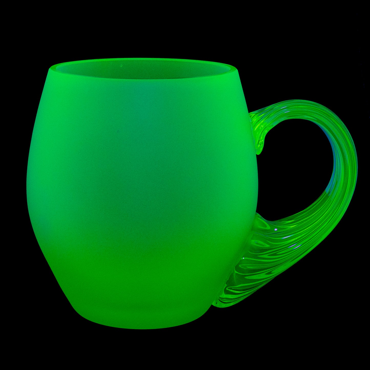 Uranium Glass Tableware (Glow under UV, No hot water) - Beer Glass Smooth FROSTED, Czech Republic