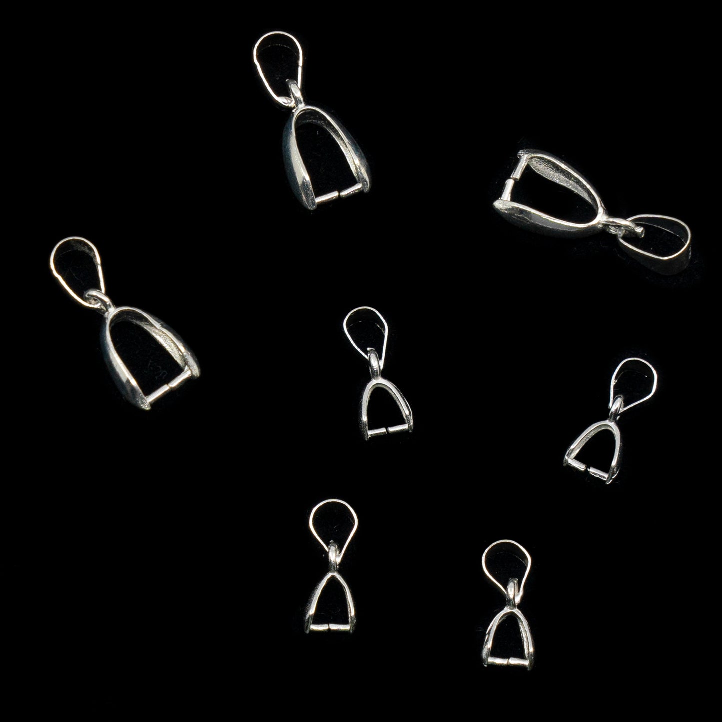 Pendant Snap on Bail with Loop, Sterling Silver 925