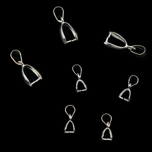 Pendant Snap on Bail with Loop, Sterling Silver 925