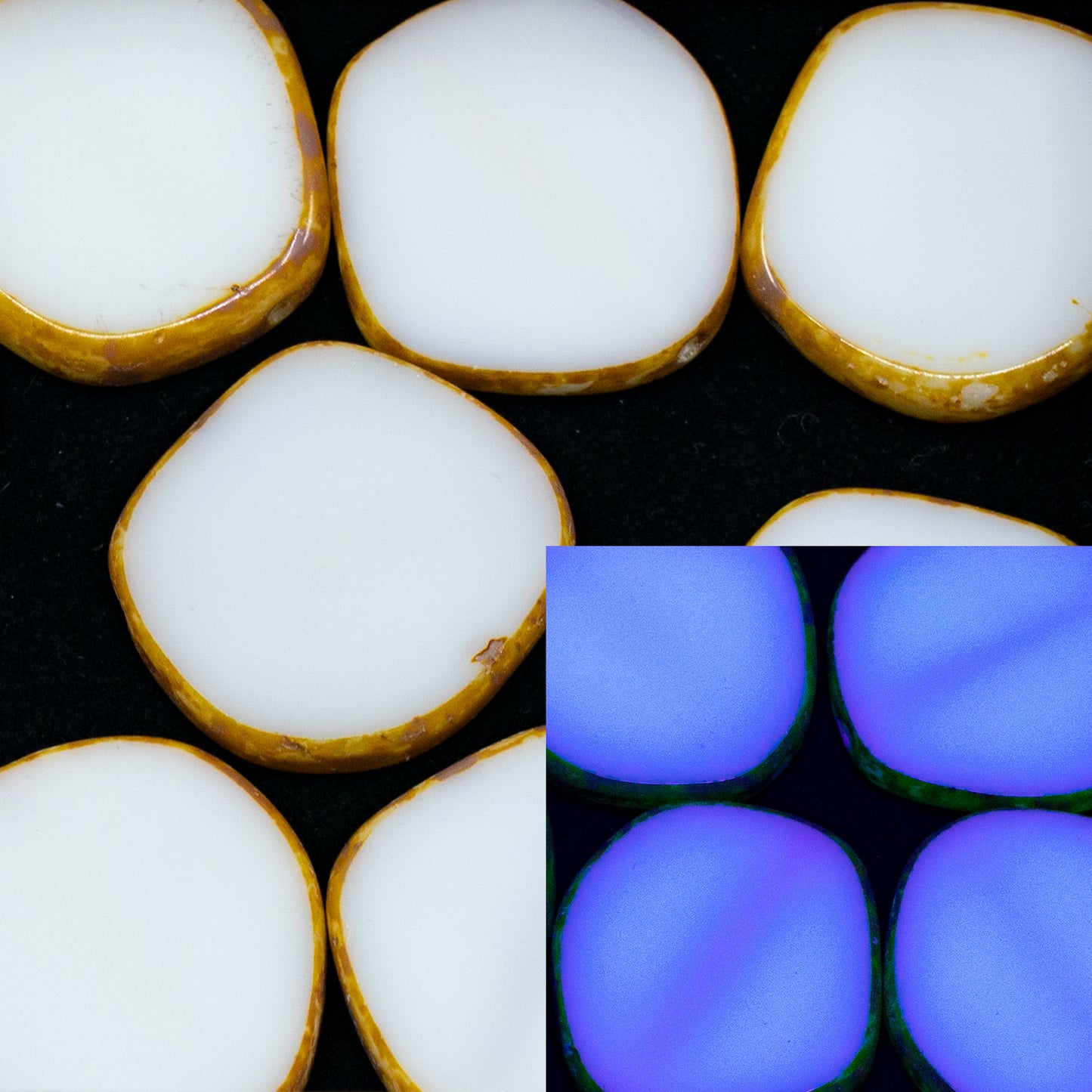 奥特莱斯 10克 桌面切割 8边形设计珠子，22 x 22毫米，灰色石灰华 (83500-86800)，玻璃，捷克共和国
