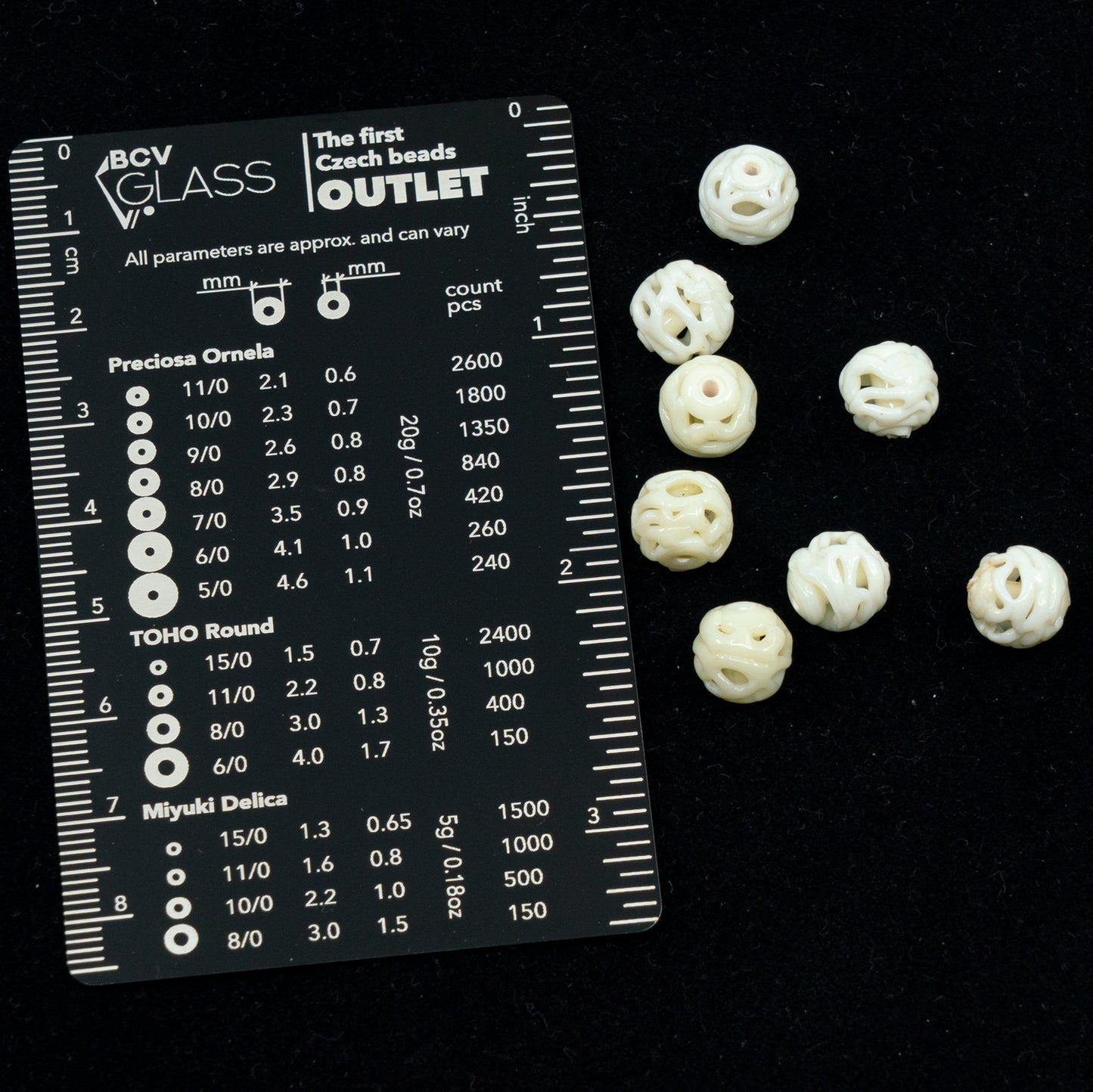 VINTAGE OUTLET 1 pc Lampwork LACE handmade Round Beads, 9 x 9 mm, White Uranium, Glass, Czech Republic, Antique