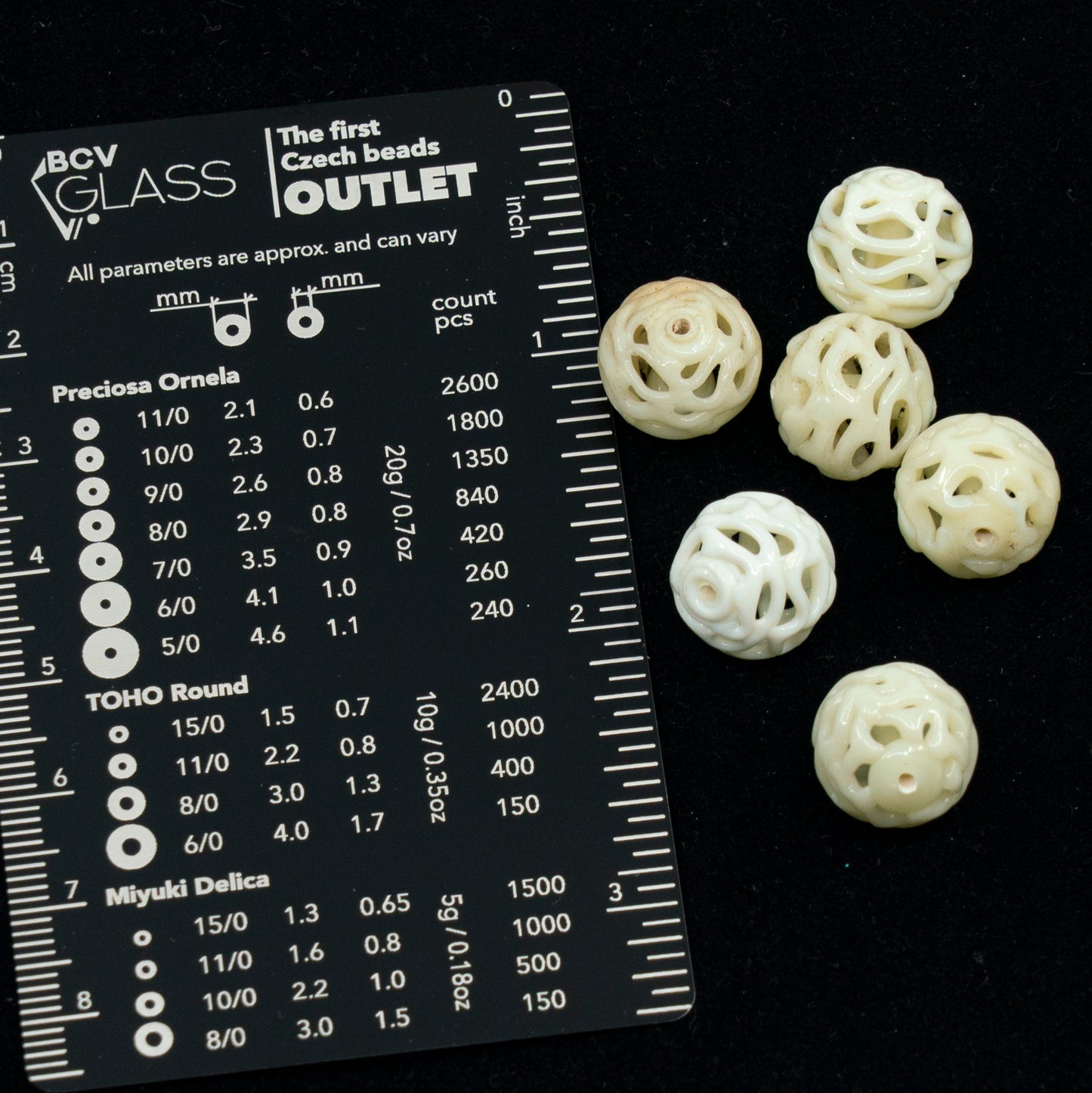 VINTAGE OUTLET 1 pc Lampwork LACE handmade Round Beads, 13 x 13 mm, White Uranium, Glass, Czech Republic, Antique