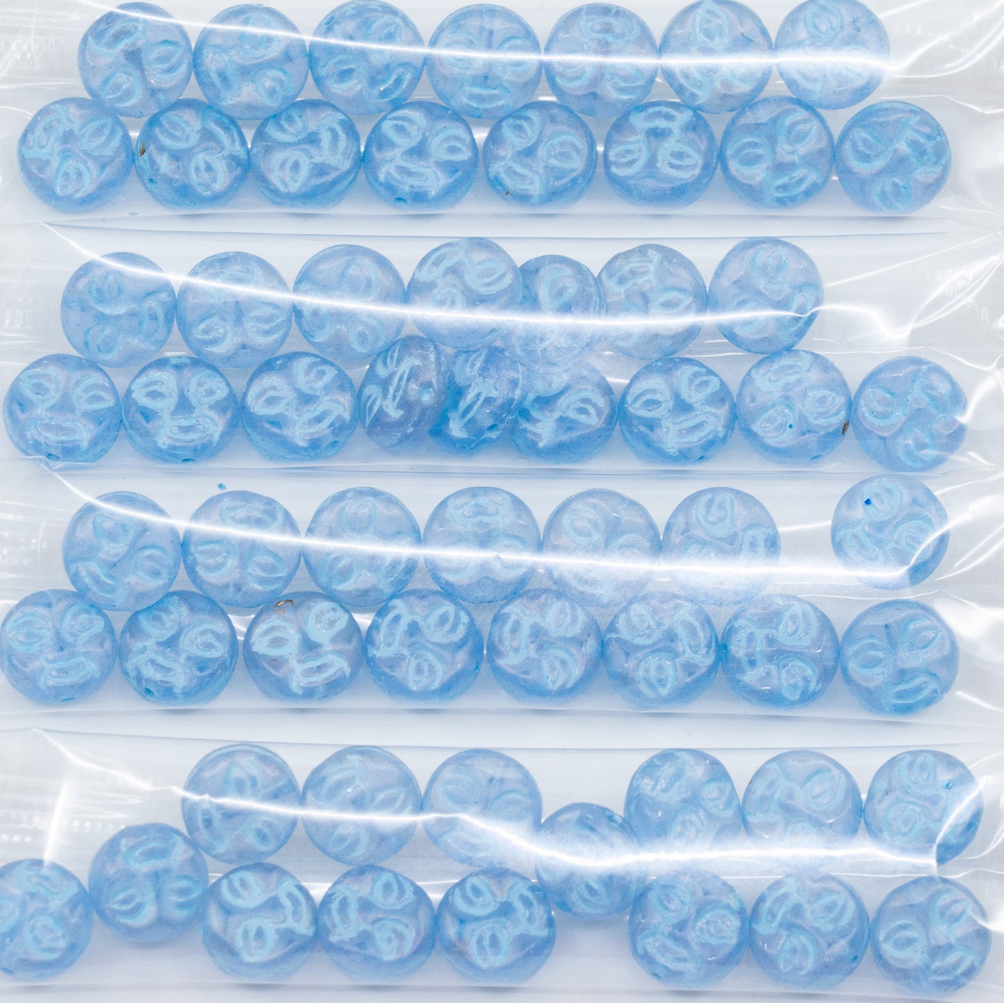 アウトレット 10グラム プレスビーズ ムーンフェイス、8 x 8 mm、クリスタルマットAB（00030-84100-28701）、ガラス、チェコ共和国
