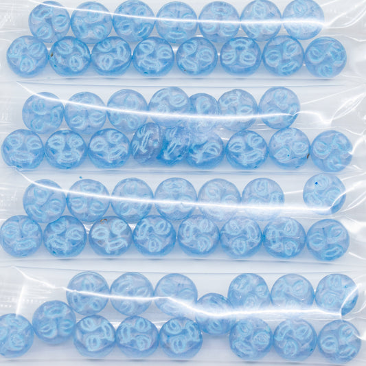 OUTLET 10 grams Pressed Beads Moon Face, 8 x 8 mm, Purple Lavender Blue Lined (20210-54308), Glass, Czech Republic