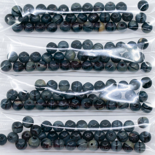 OUTLET 10 grams Round Druck Beads, 6 x 6 mm, Silk Black, Glass, Czech Republic (Copy)