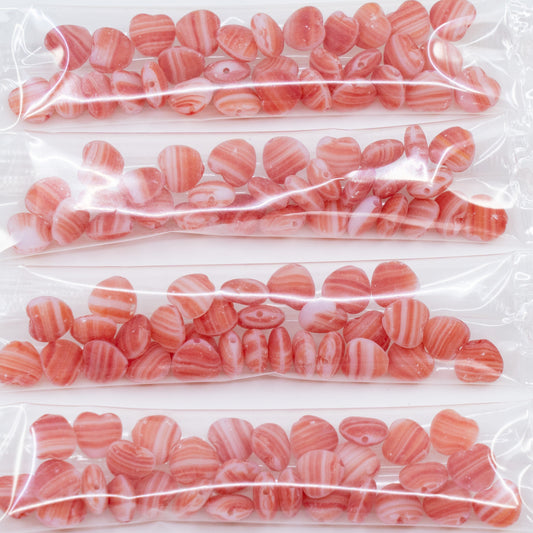 OUTLET 10 grams Heart Beads, 8 x 8 mm, Ruby Red White Mix, Glass, Czech Republic