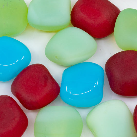 OUTLET 250g/50g Pressed Czech Glass Beads, 15 x 17 mm, Opal Mix (111-42001-15x17) - Mixed Glass