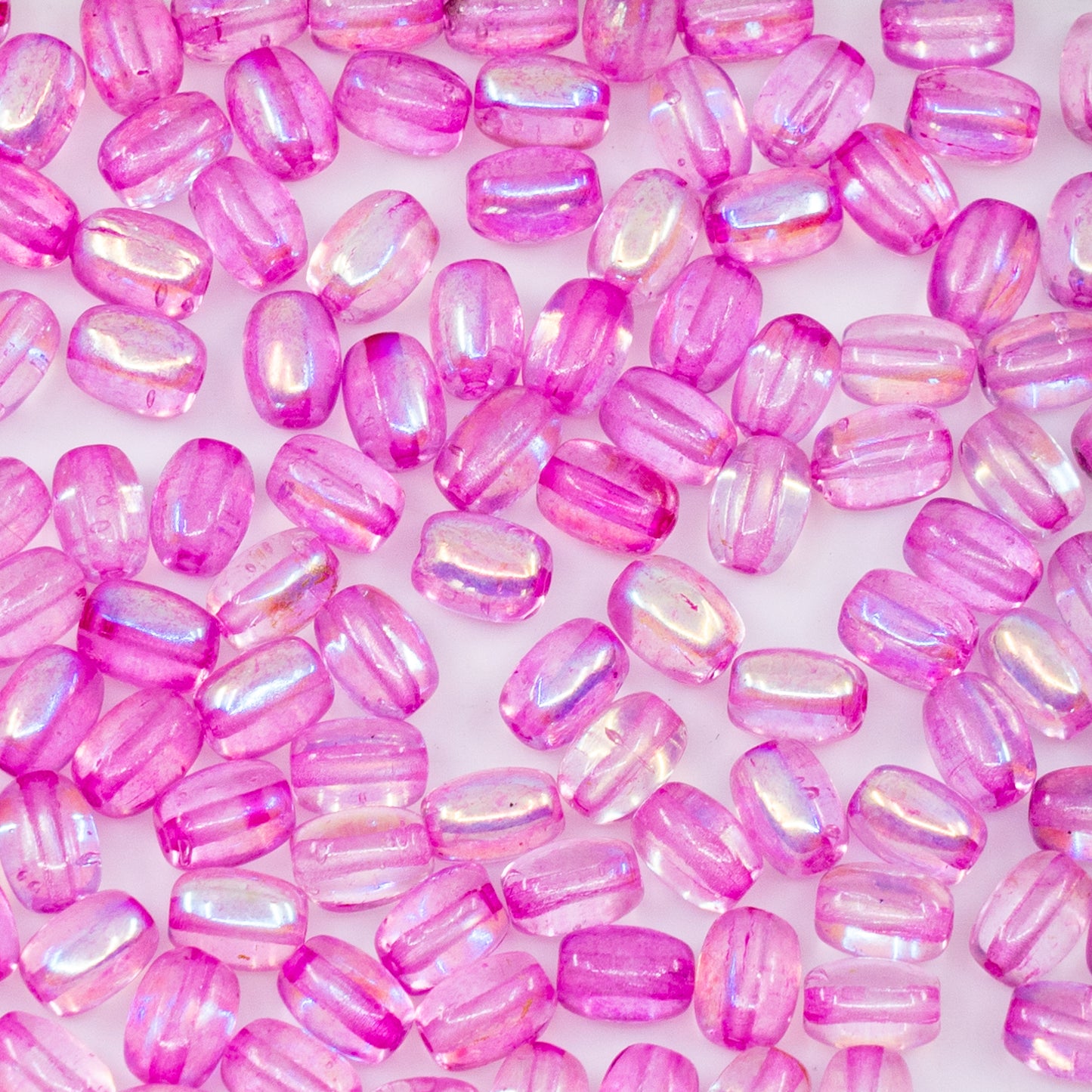 OUTLET 250g/50g grams Oval Beads, Transparent AB Pink, Glass, Czech Republic