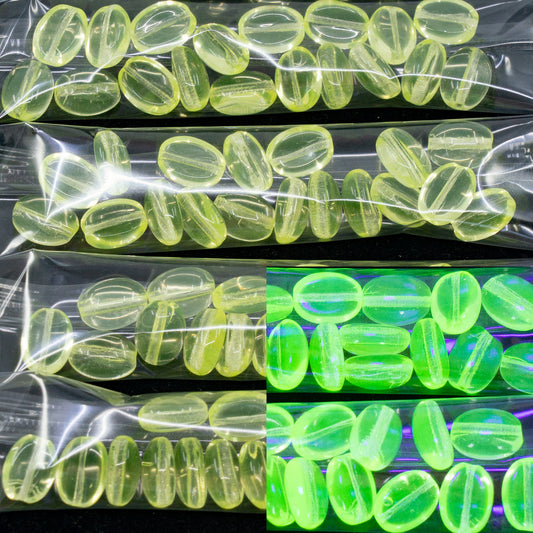 OUTLET 10 grams Coffee Bean Beads, 11 x 8 mm, Transparent Yellow (80130), Glass, Czech Republic