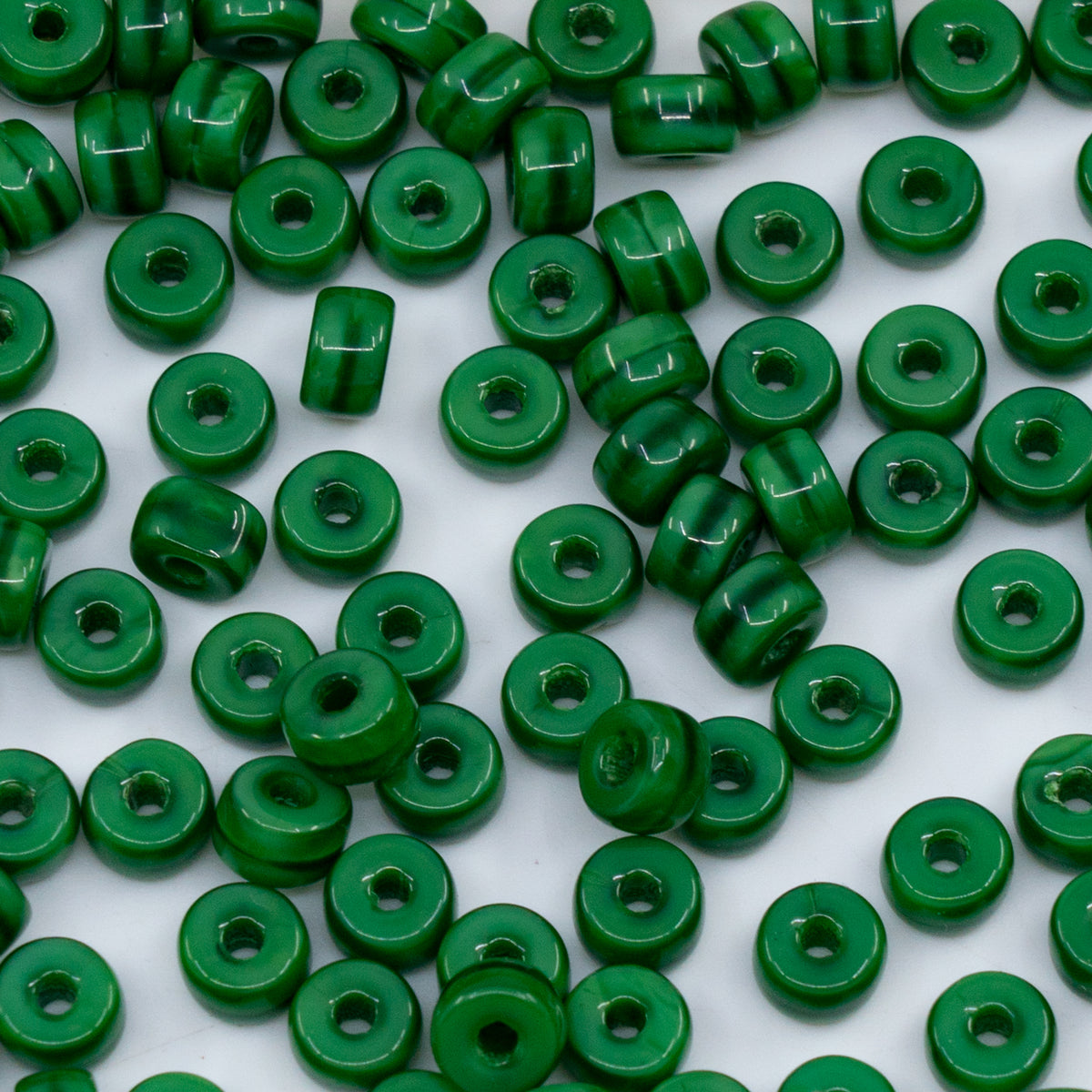 OUTLET 250g/50g Tube Beads, 6 x 4 mm, Silk Green (54110), Glass, Czech Republic