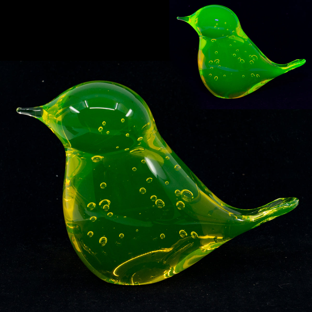 YELLOW Uranium Glass Statuette - BIRD Unique Piece Art Glass
