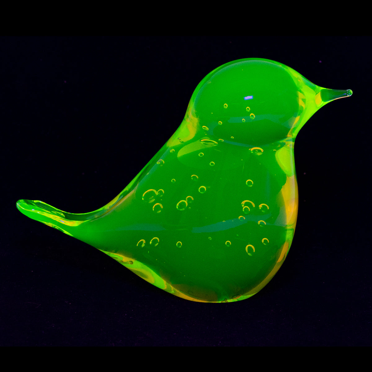 YELLOW Uranium Glass Statuette - BIRD Unique Piece Art Glass
