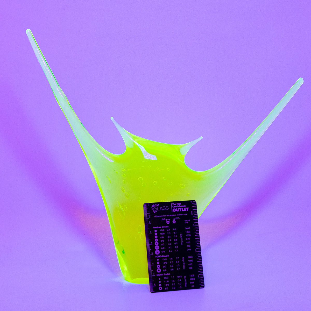 YELLOW Uranium Glass Statuette - Smiling Manta Ray Unique Piece Art Glass