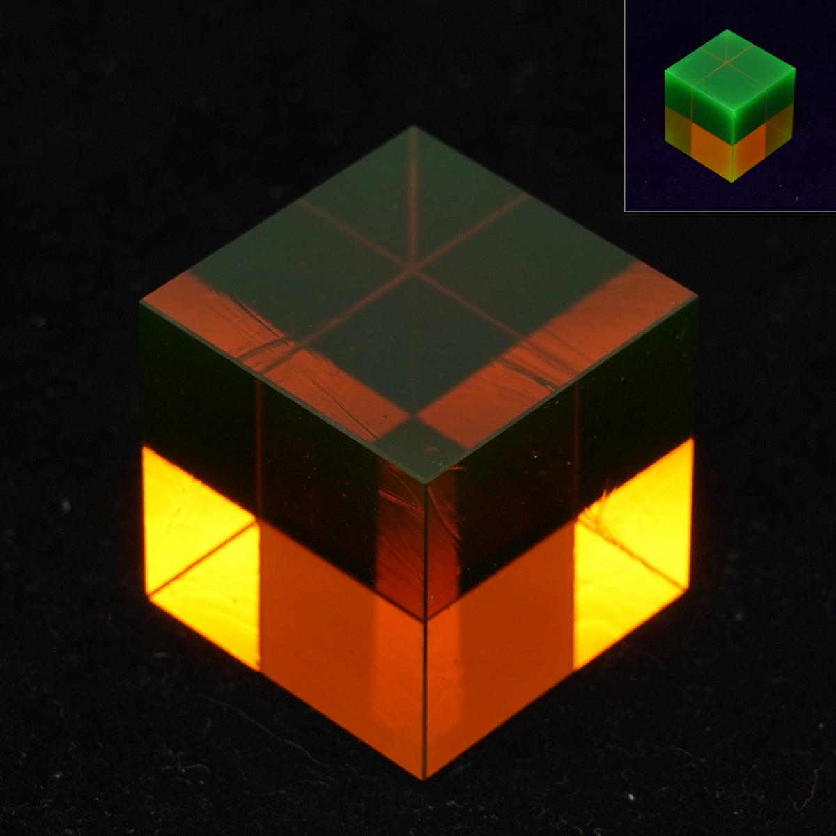 1 pc Uranium Polished Cube, Color 4 - Pink Transparent, Glass, Czech Republic, OUTLET