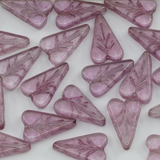 OUTLET 250g/50g Heart Leaf Bead, Crystal Luster Lila (00030-14494), Glass, Czech Republic