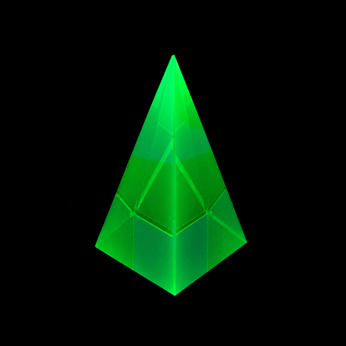 1 pc Uranium Polished Pyramid (high 70mm), Color 3 - Green Transparent, Glass, Czech Republic, OUTLET