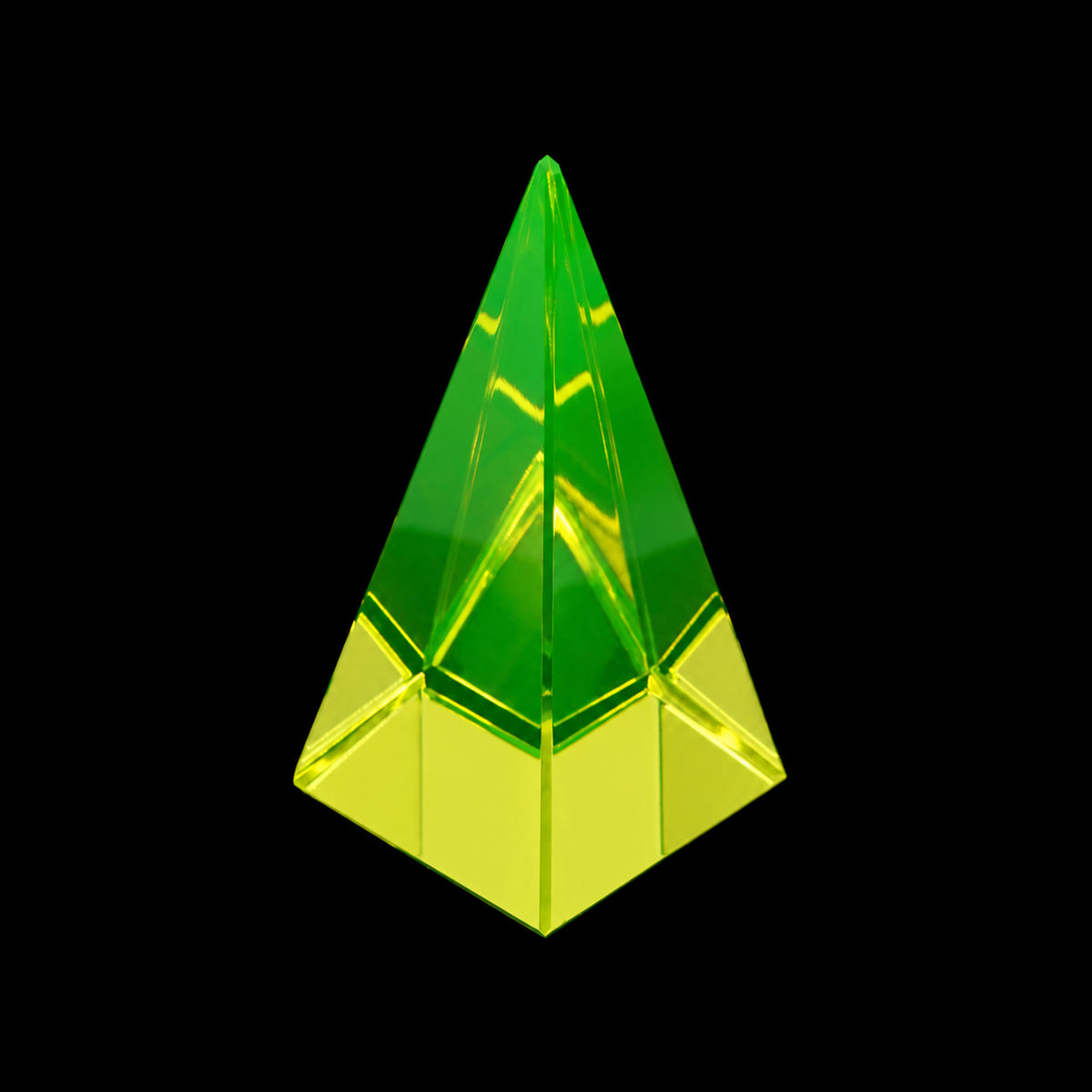 1 pc Uranium Polished Pyramid (high 70mm), Color 5 - Yellow Transparent, Glass, Czech Republic, OUTLET