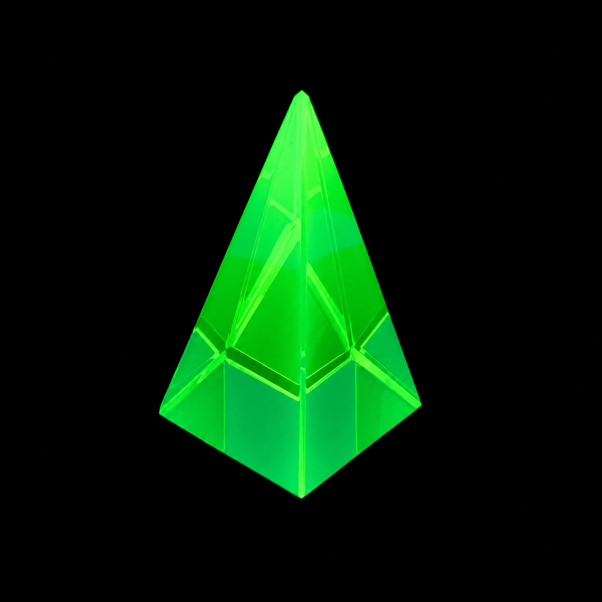 1 pc Uranium Polished Pyramid (high 70mm), Color 5 - Yellow Transparent, Glass, Czech Republic, OUTLET