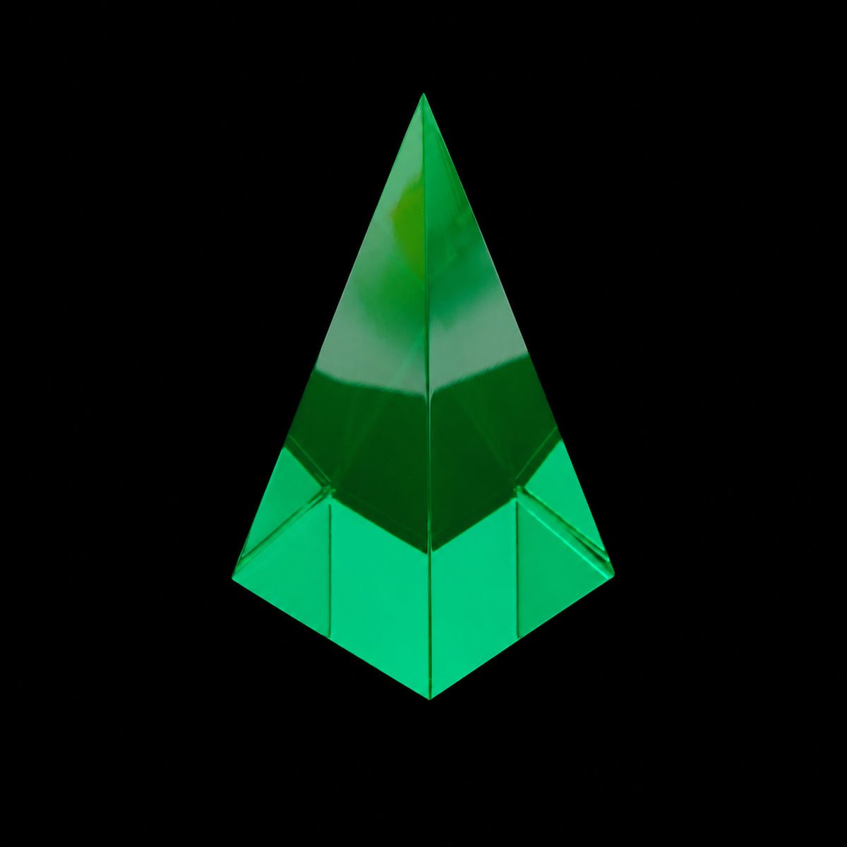 1 pc Uranium Polished Pyramid (high 70mm), Color 3 - Green Transparent, Glass, Czech Republic, OUTLET