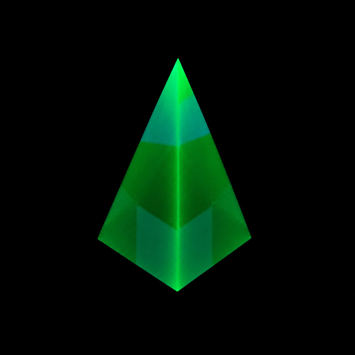 1 pc Uranium Polished Pyramid (high 70mm), Color 3 - Green Transparent, Glass, Czech Republic, OUTLET