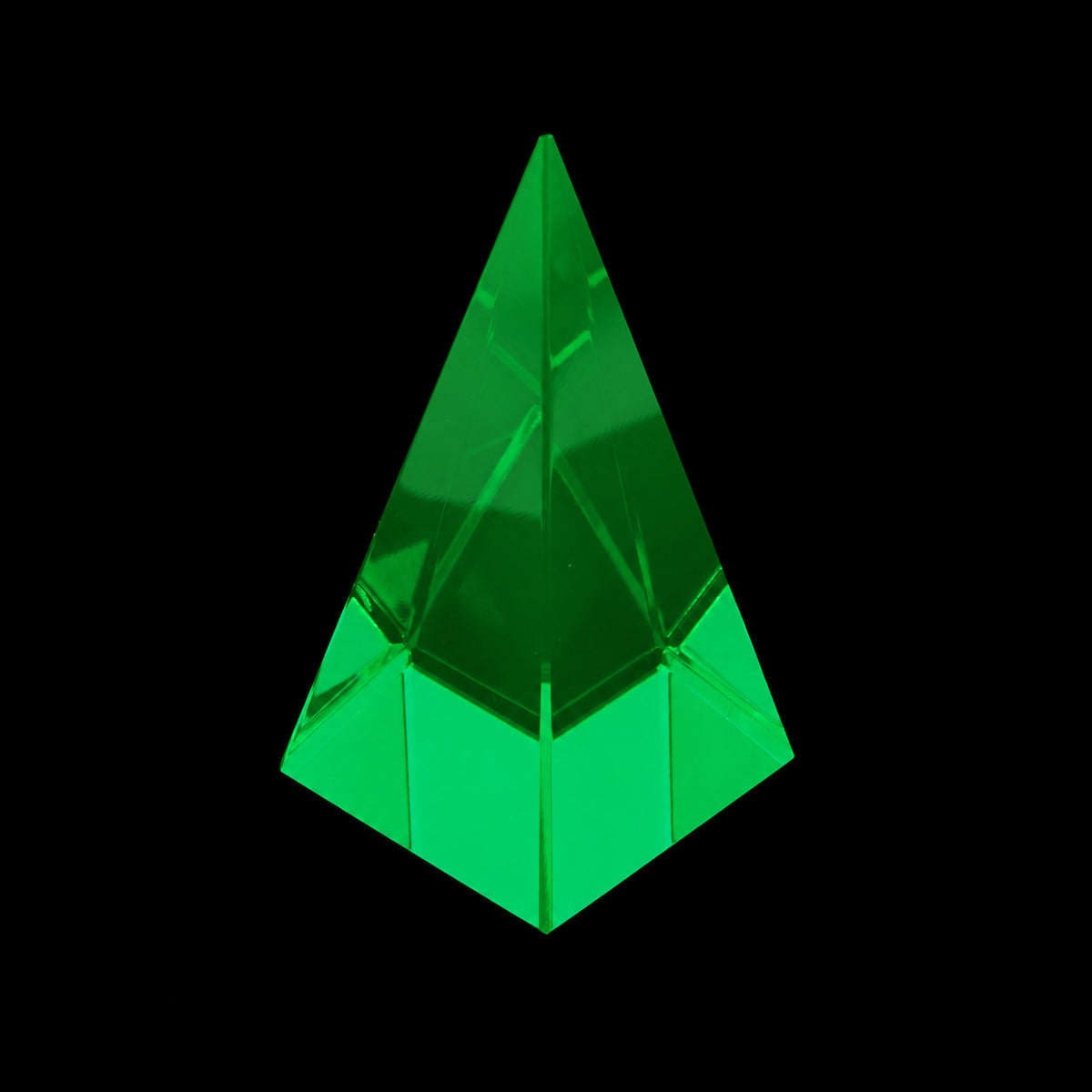 1 pc Uranium Polished Pyramid (high 70mm), Color 3 - Green Transparent, Glass, Czech Republic, OUTLET