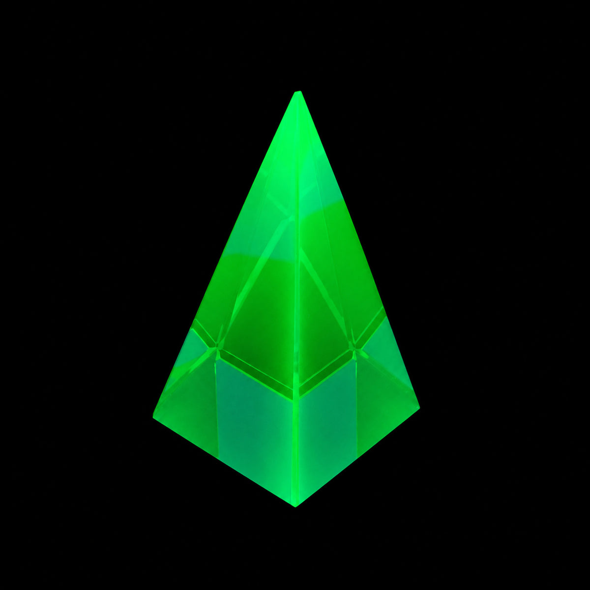 1 pc Uranium Polished Pyramid (high 70mm), Color 3 - Green Transparent, Glass, Czech Republic, OUTLET