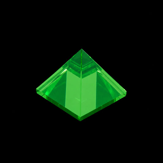 1 pc Uranium Polished Pyramid (small 30mm), Color 3 - Green Transparent, Glass, Czech Republic, OUTLET