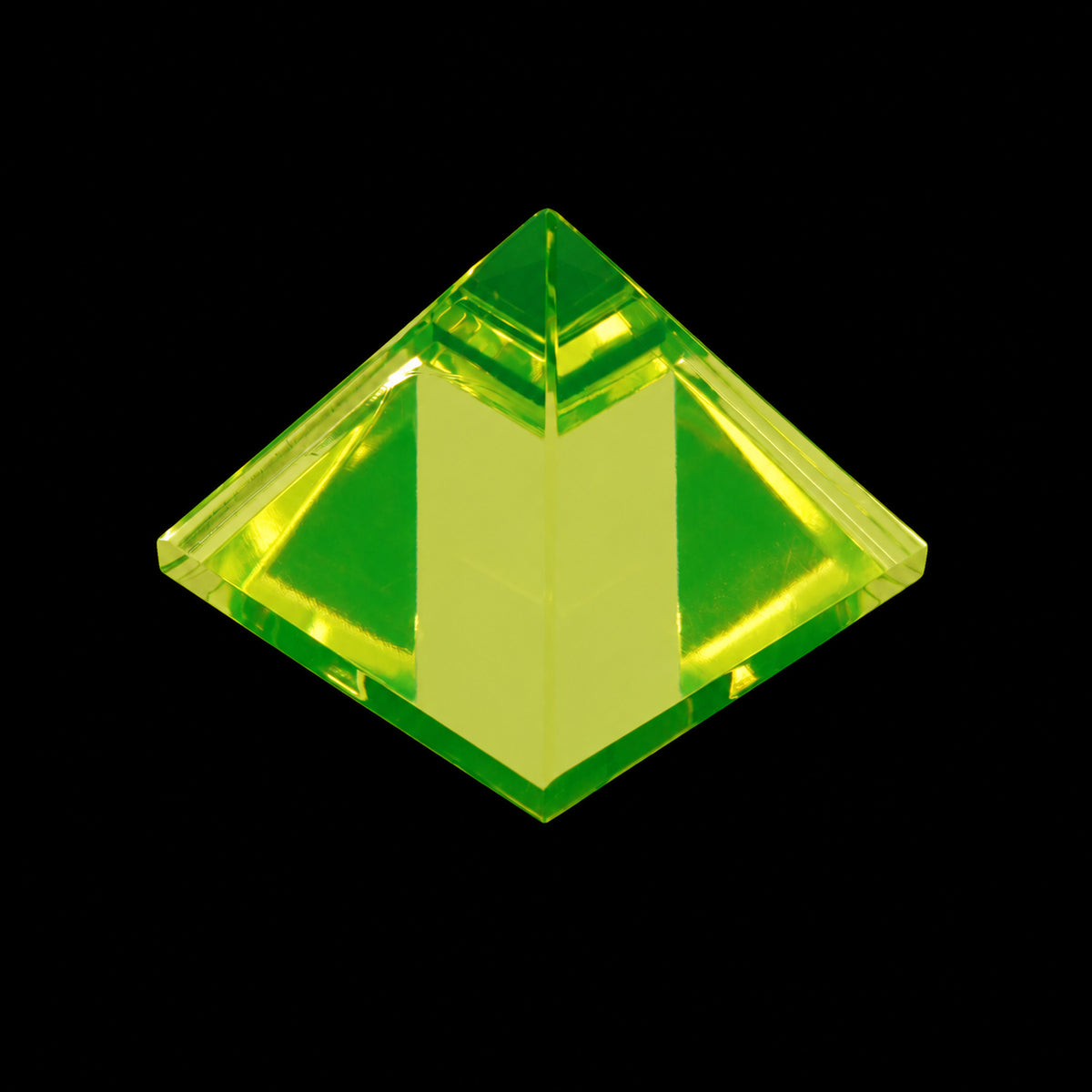 1 pc Uranium Polished Pyramid (large 35mm), Color 5 - Yellow Transparent, Glass, Czech Republic, OUTLET