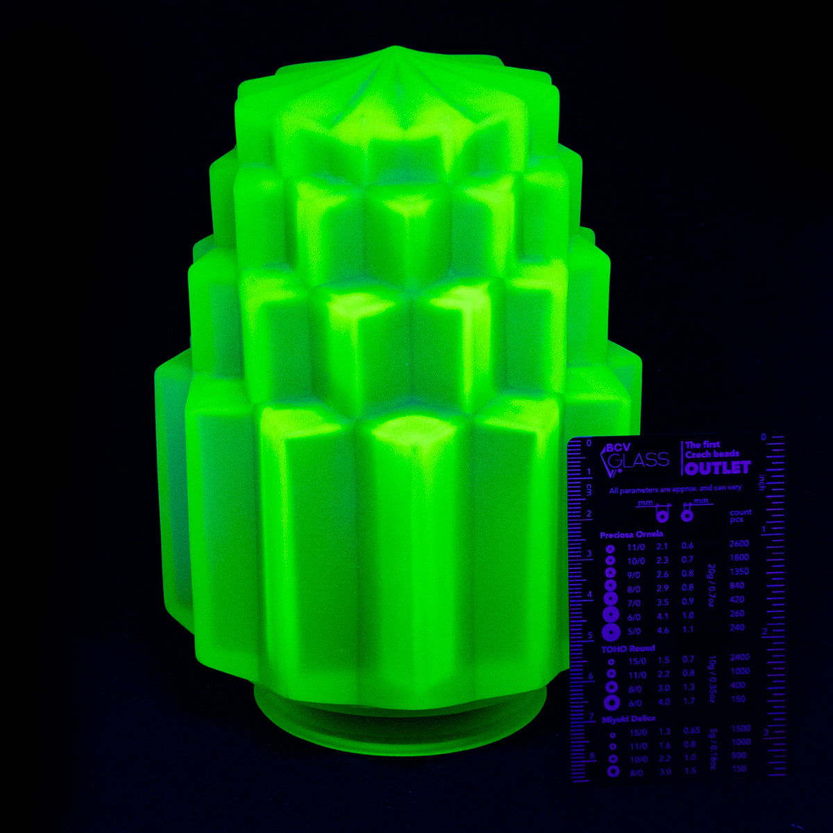 Uranium Glass lamp shade - Skyscraper Glossy / Frosted, 182 × 125 - 80 mm, OUTLET