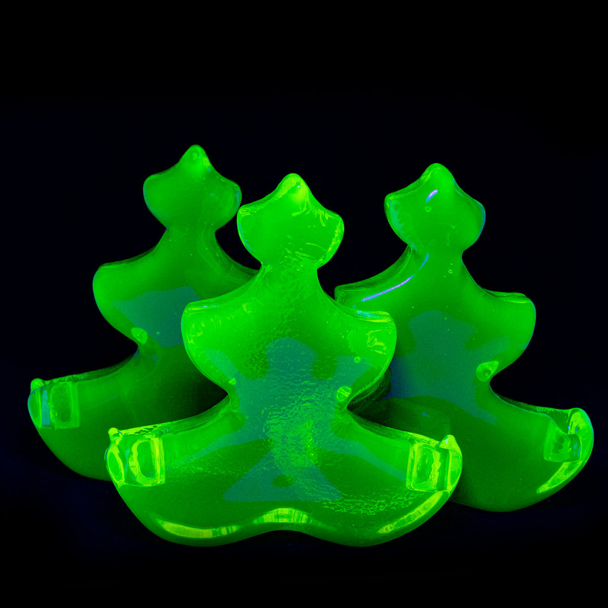 Uranium Glass Tableware (Glow under UV) - 1 pc Christmas Tree Candle Holder, Czech Republic OUTLET