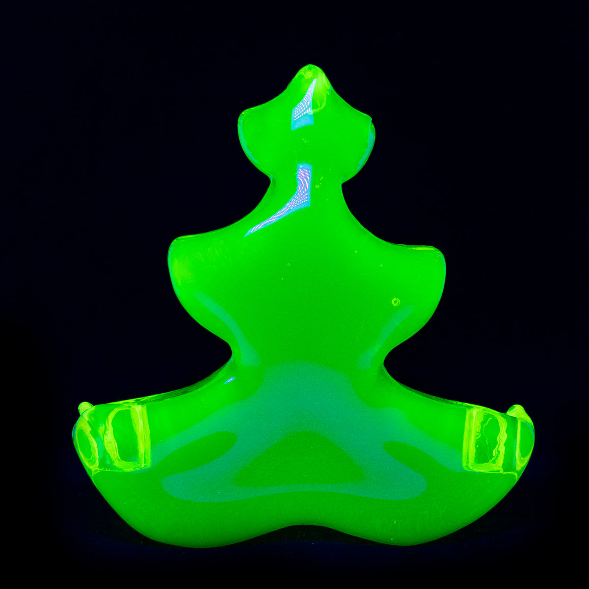 Uranium Glass Tableware (Glow under UV) - 1 pc Christmas Tree Candle Holder, Czech Republic OUTLET