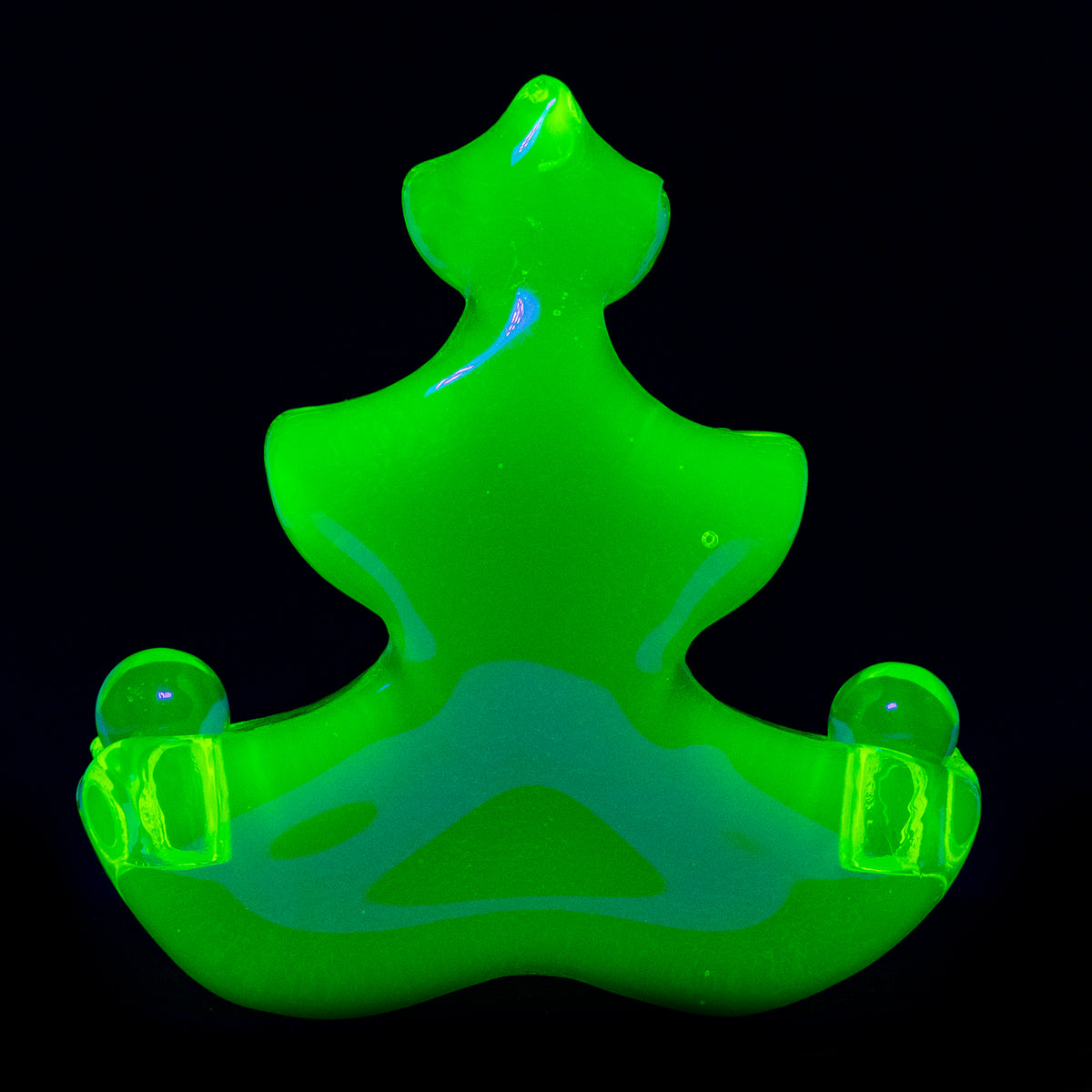 Uranium Glass Tableware (Glow under UV) - 1 pc Christmas Tree Candle Holder, Czech Republic OUTLET