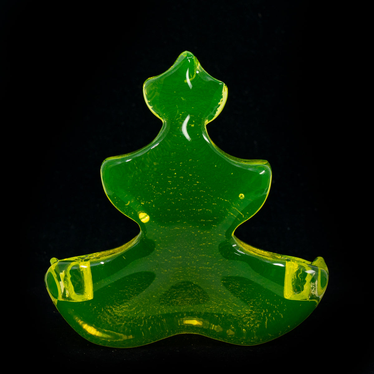 Uranium Glass Tableware (Glow under UV) - 1 pc Christmas Tree Candle Holder, Czech Republic OUTLET