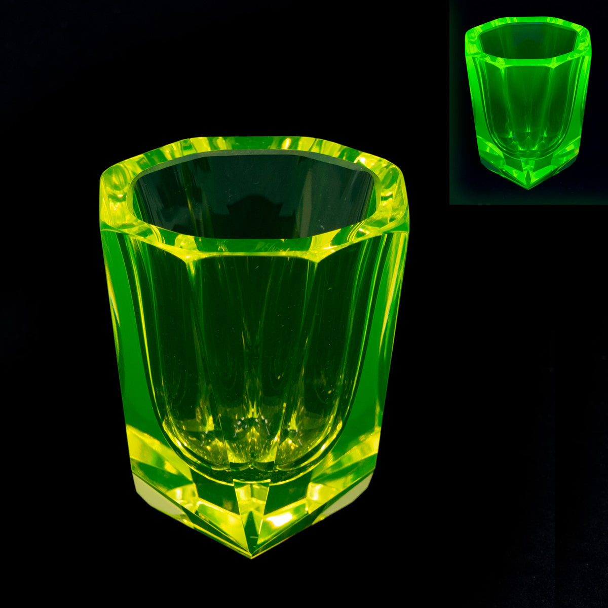 YELLOW Uranium Glass Glass for Shots - Hand Cut Piece, Handmade, Czech Glass OUTLET