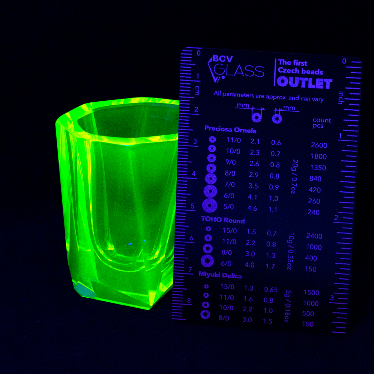 YELLOW Uranium Glass Glass for Shots - Hand Cut Piece, Handmade, Czech Glass OUTLET