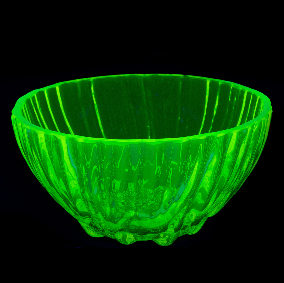 YELLOW Uranium Glass Bowl - Large Salad Bowl, Handmade, Czech Glass OUTLET