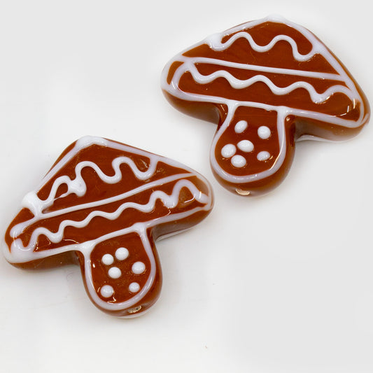 1 pc Gingerbread Lamp-work Handmade Glass Bead MUSHROOM, Czech Republic, OUTLET