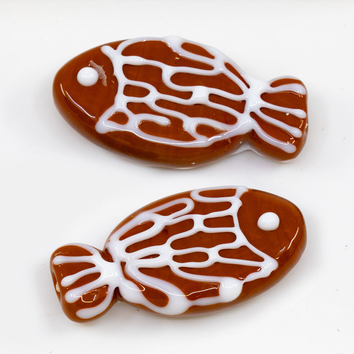 1 pc Gingerbread Lamp-work Handmade Glass Bead FISH, Czech Republic, OUTLET