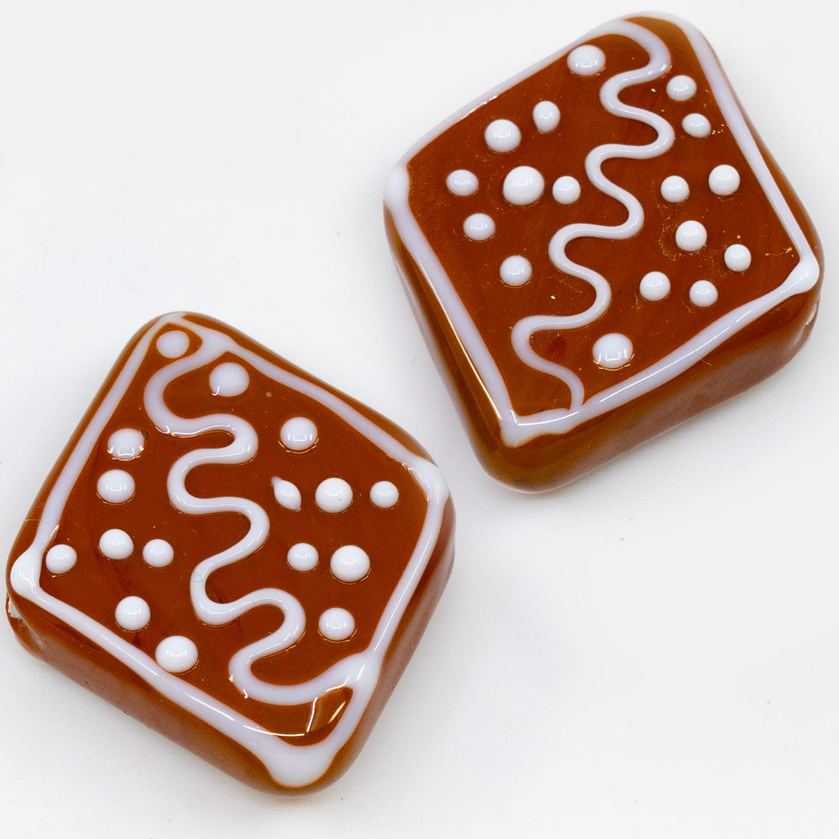 1 pc Gingerbread Lamp-work Handmade Glass Bead BREAD, Czech Republic, OUTLET