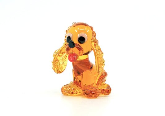 Tschechische Glas-Hundefigur, Miniatur, handgefertigt