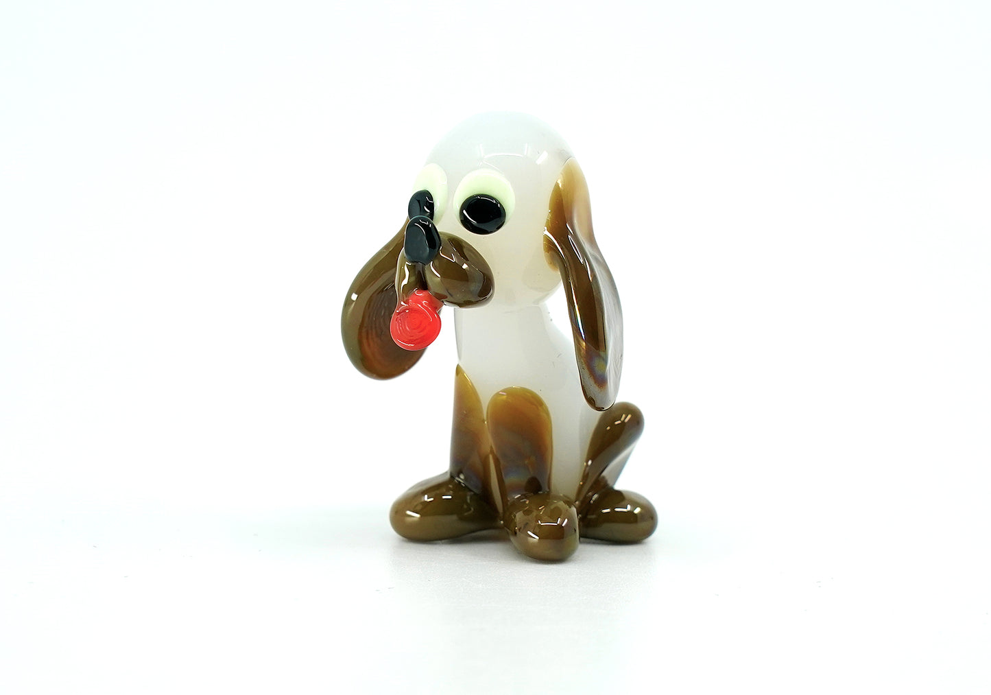 Tschechische Glas-Hundefigur, Miniatur, handgefertigt