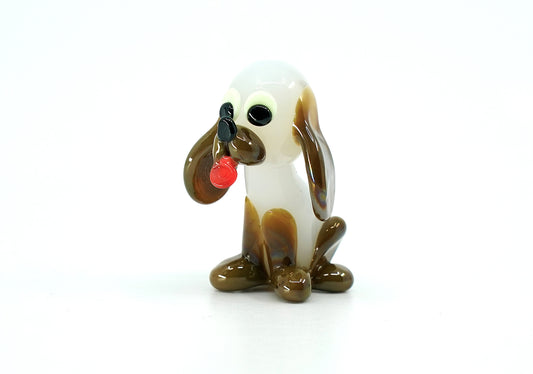 Czech Glass Dog Figurine Miniature Hand Made